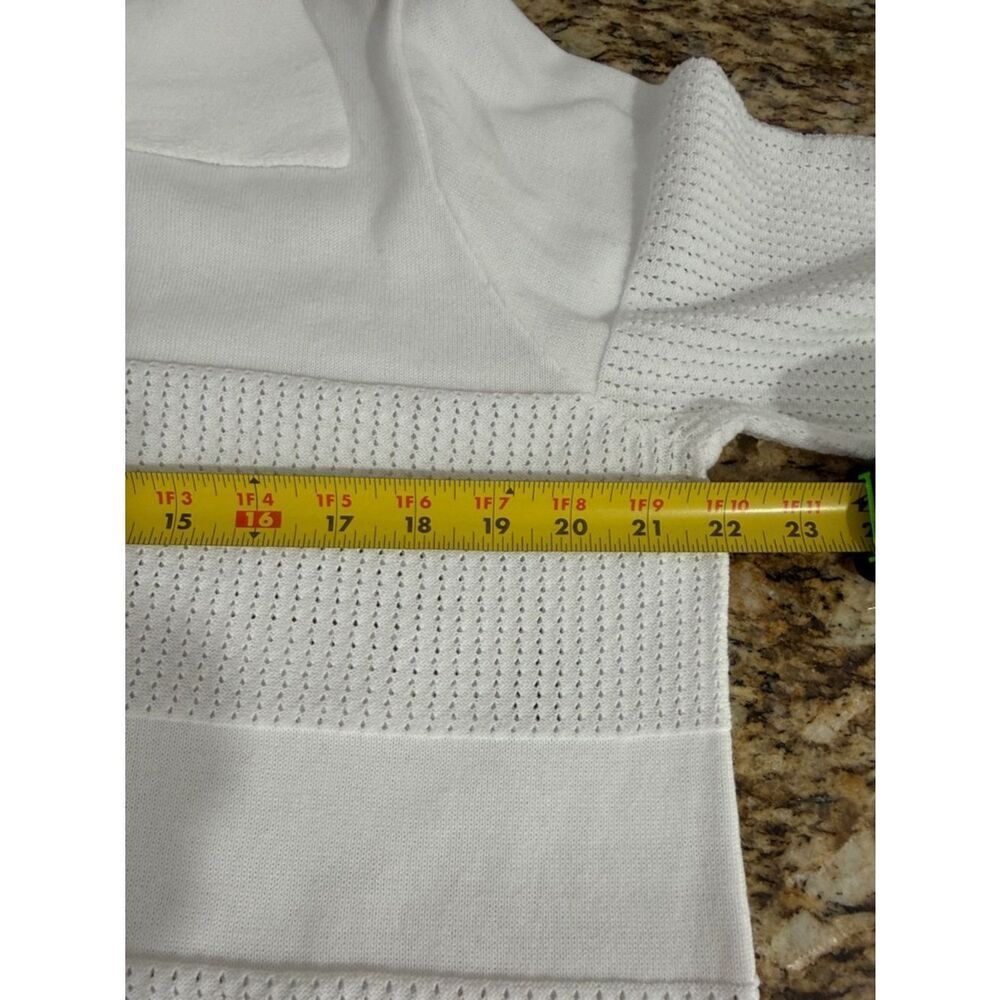 Marble Fashions Scotland White Textured Cotton Collared Knit Sweater Pullover L - Picture 8 of 10